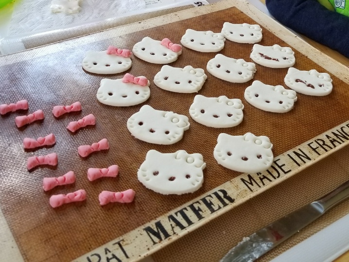 in-progress Hello Kitty cupcake toppers