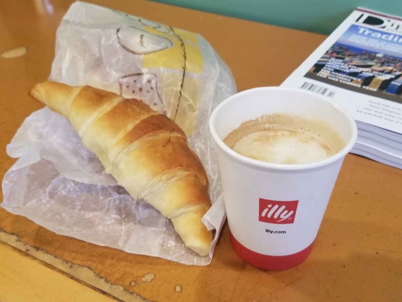 cappuccino and croissant from The French Baker