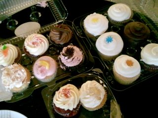 overhead view of cupcakes