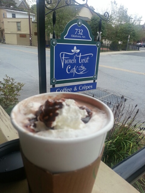 hot chocolate at the French Twist Cafe