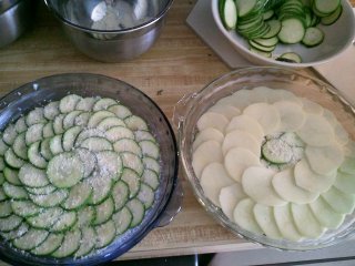 king zucchini gratin in progress